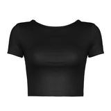 YESMYTOOL  -  Streetwear Backless Skinny Sexy T-shirts Summer Crop Top Metal Slim Basic Casual Women's Tee Shirts Outfits Harajuku