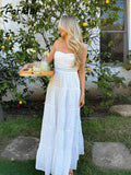 YESMYTOOL  -   Flower Embroidery White Lace Summer Women Dress Tie Up Sexy Backless Beach Maxi Dress Sleeveless Party Long Vestidos