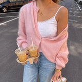 YESMYTOOL  -  Loose Knitted Single Breasted Cardigans Women Casual O-neck Long Sleeve Solid Sweater 2024 Autumn New Female Chic Tops Knitwear