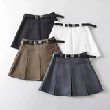 YESMYTOOL  -  Spring Summer Black High Waist Women's Pleated Short Skirts Gray Elegant Sexy Holiday Party A-line Mini Skirt 2024 New Fashion