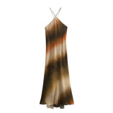 YESMYTOOL  -  Vintage Women Tie Dyed Printed Long Dress Sleeveless Bandage Elegant Backless Hanging Neck Sexy Y2K Evening Dresses Vestidos