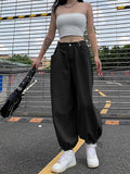 YESMYTOOL  -   Y2K Fashion Khaki Oversized Cargo Pants Hip Hop Style Loosed Adjustable Waist Drawstring Long Pant Streetwear 90s Autumn