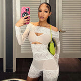 Yesmytool  -  New Women's Clothing Sexy Hot Girl Lace Mesh Perspective High Waist Slim Jumpsuit Elegant Sexy Party Club Outfit