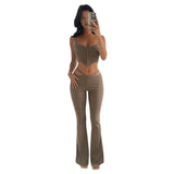 YESMYTOOL  -  Summer new sexy high-waisted hollowed out fashion vest pants casual tight two-piece suit