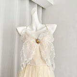 YESMYTOOL  -  2024 Summer French Halter Sexy Elegant Long Pure Lust Bow Tie Mesh Holiday Dresses