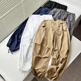 YESMYTOOL  -  Women Gold Baggy Low Waist Parachute Cargo Pants Wide Leg Sweatpants Drawstring Hippie Joggers White Trousers