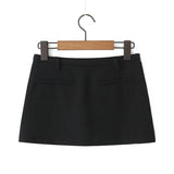 YESMYTOOL  -  Y2K Low Waist Mini Skirt With Short Lining Women Gray Black Summer A Line Skirts Party