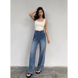 YESMYTOOL  - Blue Women Jeans High Waist Fashion American Vintage Streetwear Y2K NEW Wide Leg Jean Female Denim Trouser Baggy Denim Pants