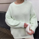 YESMYTOOL  -  Casual loose knitted sweater pullover autumn and winter WOMEN's Pullovers 2024 new Warm imitation mink sweater tops for women's