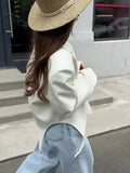 YESMYTOOL  -  Fashion White Irregular Suit Jacket For Women Elegant Lapel Long Sleeve Short Blazer Coat 2024 Chic Lady Street Outerwear