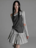 YESMYTOOL  -  Korean Fashion Women Fairy Pleated Skirts Solid Grunge Bandage Bow Casual Vintage Skirt 2024 Summer Faldas Mujer Y2k Aesthetic