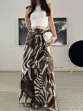 YESMYTOOL  - Bohemian Vacation Versatile Zebra Asymmetric Print Long Skirt With Slit A-lineretro Streetwear Women Summer Skirt 2024 New