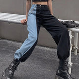 YESMYTOOL  - 2024 Summer New Black Blue Patchwork High Waist Split Jeans Fashion Baggy Straight Long Denim Pants Casual Women's Trousers