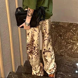 YESMYTOOL  -  Leopard Print Baggy Wide Leg Jeans Women High Waist Straight Pants 2024 Spring Summer Fashion Streetwear Y2k Retro Denim Trouser