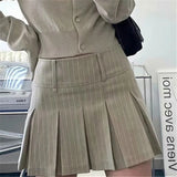 YESMYTOOL  -  Pleated Skirts Y2k Vintage Striped Women High Waist Preppy Style Korean Sexy Slim A Line Mini Skirt School Uniform Casual