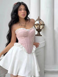 YESMYTOOL  -  Women White Flared Skirt with A Little Bow on The Waist  Finn Skirt