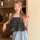 YESMYTOOL  -  High Waist Ruffled Mini Dress For Women Floral Skirt Frill Splice Summer Fashion Top And Skirt Two Styles Sweet Skirts