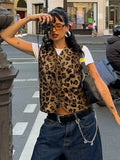 YESMYTOOL  -  Woman Clothing Fashion Leopard Print Vest Sexy V-neck Sleeveless Cardigan Tops Streetwear 2024 Autumn Female Casual Tank Tops