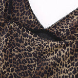 YESMYTOOL  -  Women's Summer V Neck Maxi Dress Leopard Print Leopard Print Spaghetti Straps Slip Dresses Sexy V Neck Sleeveless Nightgown