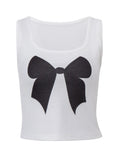 YESMYTOOL  -  2024 Harajuku Tank Top Women Sweet Cute Bow Printing Streetwear Sleeveless Tanks Y2k Aesthetic Contrast Color Fairy Grunge Tops