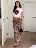 YESMYTOOL  -   Leopard Print Maxi Skirt Women's Summer Slim Fashion Patchwork High Waist Streetwear Party Maxi Dress Elegant Maxi Skirt