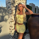 YESMYTOOL  -  2024 Summer Beach Dress Two Piece Set Women Sleeveless Tops Mini Skirt Suits 2 Piece Set Outfits Female New In Matching Suit