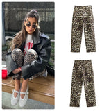 YESMYTOOL  -  Fashion Leopard Trousers Women Clothes 2024 Summer New Street High Waist Leopard Print Straight Pants for Women Trousers