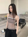 YESMYTOOL  -  Knitted Patchwork Sleeveless Tshirt Tank Tops Women Korean Fashion Vintage Slim 2023 Summer Top Chic Y2k