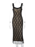 YESMYTOOL  -  Sexy 2024 New Women's Spaghetti Strap Lace Dress Streetwear Spring Summer Sleeveless High Waist Backless Slim Party Club Dresses