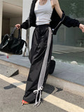 YESMYTOOL  -  Black Sports Pants Women Chic Autumn Classic Wide Leg All Match Casual Fashion Wide Leg Slim Loose High Waist