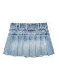 YESMYTOOL  -  Denim Pleated Skirt For Women Belt Mid Waist Burrs Design Casual Fashion Blue A-line Mini Skirts Summer 2024 New Trendy XX321