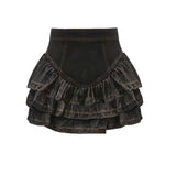 YESMYTOOL  -  Vintage Denim Skirt Ruffle Harajuku Sexy Gothic Y2k Punk Mini Skirts Slim Up Retro Fashion Streetwear Casual Jean Skirt