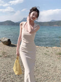 YESMYTOOL  -  Summer Classic Solid Color Elegant Dress Women's New Slim-fit Slimming Sleeveless Sexy Hip Long Dress