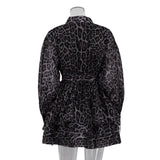 YESMYTOOL  -  2024 Long Sleeve Lace Up Leopard Print Dresses Single Button Chiffon Shirt Dress Women Casual Shhort Ball Gown Dresses Vestidos