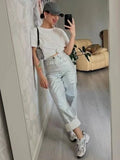 YESMYTOOL  -  Loose PU Women Pants Solid Casual High Waist Pockets Fashion Streetwear Woman 2024 Autumn Winter New Baggy Bottoms Femme